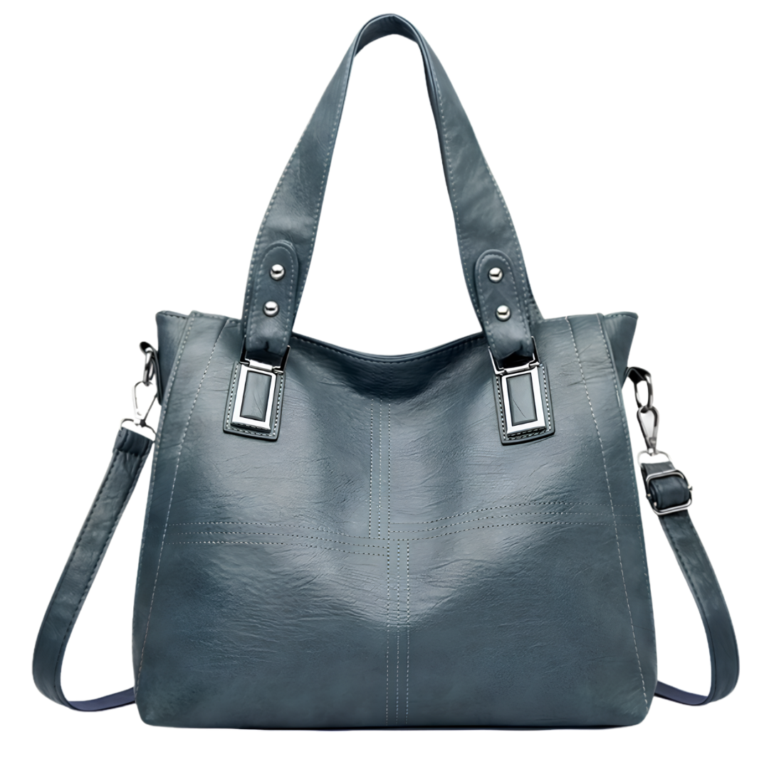 ROSALINE – Sac à main de cours à bandoulière en cuir bleu, chic et pratique pour femme.
