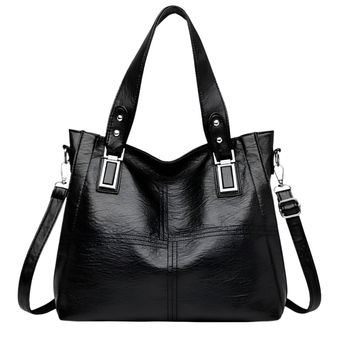 ROSALINE – Sac à main de cours à bandoulière en cuir noir, chic et pratique pour femme.
