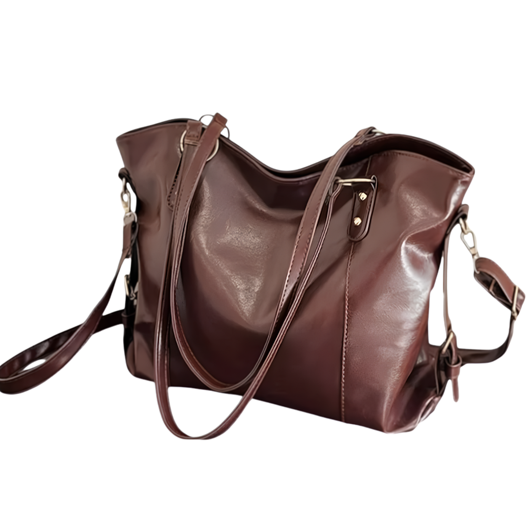ROSE – Grand sac à main de cours élégant café, raffiné et spacieux, parfait pour cahiers et ordinateur.

