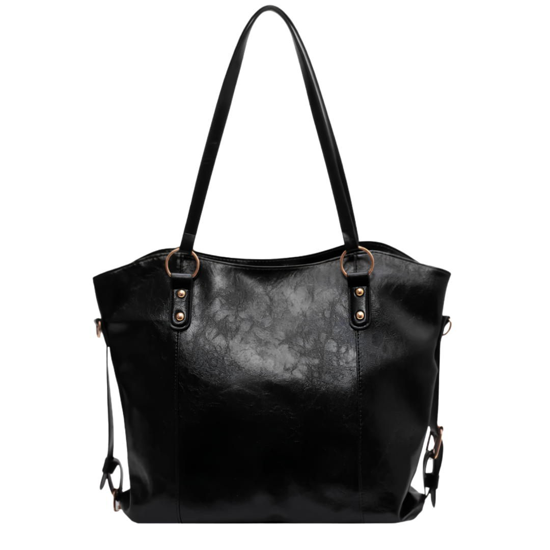 ROSE – Grand sac à main de cours élégant noir, raffiné et spacieux, parfait pour cahiers et ordinateur.
