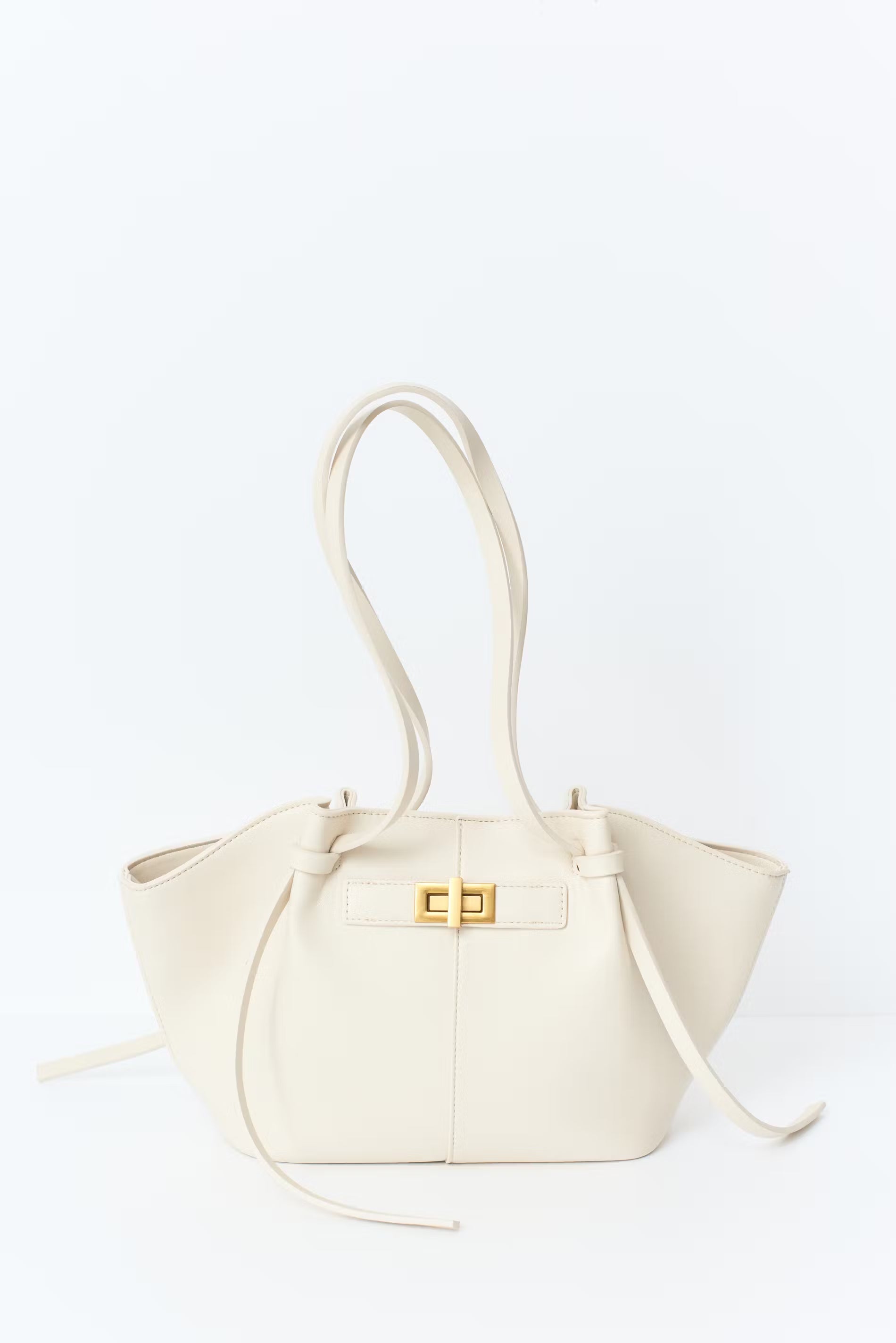 sac cabas cuir blanc KATE à grandes anses, élégant et pratique, en cuir synthétique brun avec boucle raffinée et compartiment intérieur
