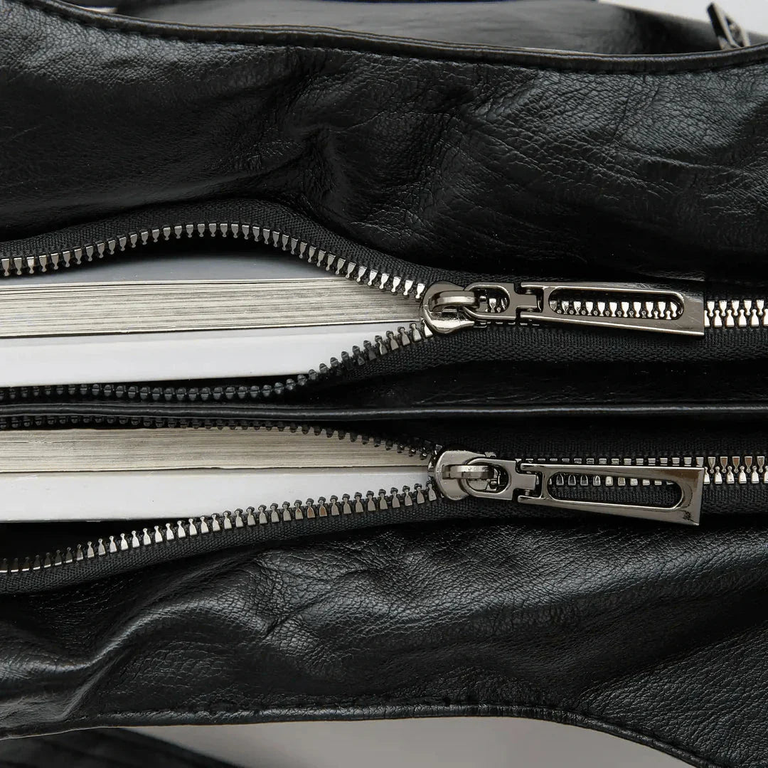 sac a main de cours noir spacieux double fermeture 