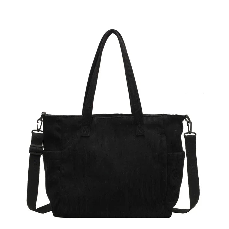 SORAYA - Grand Sac à Main de Cours en Velours Côtelé