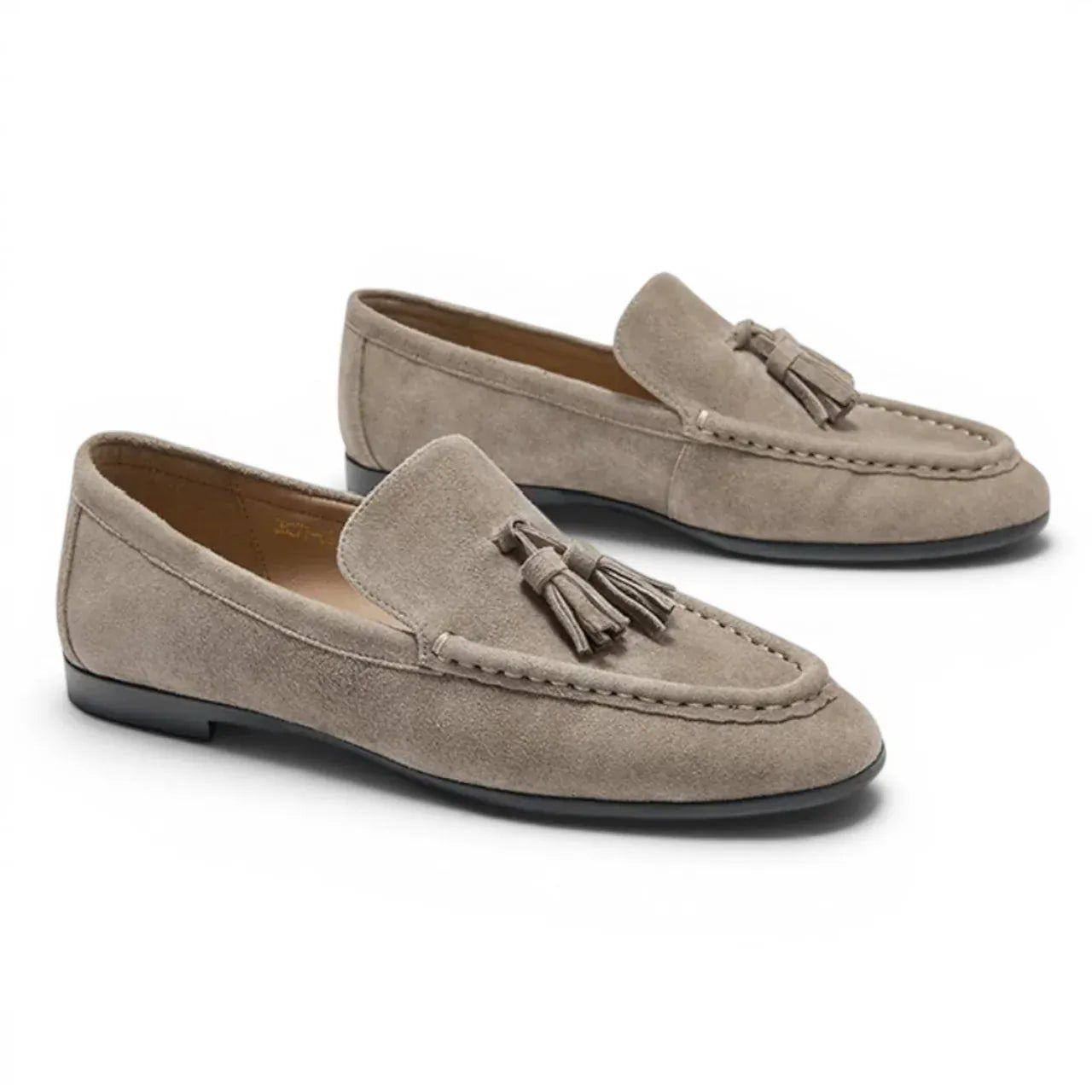 Sorella - Mocassin Daim Femme à PomPom marron gris
