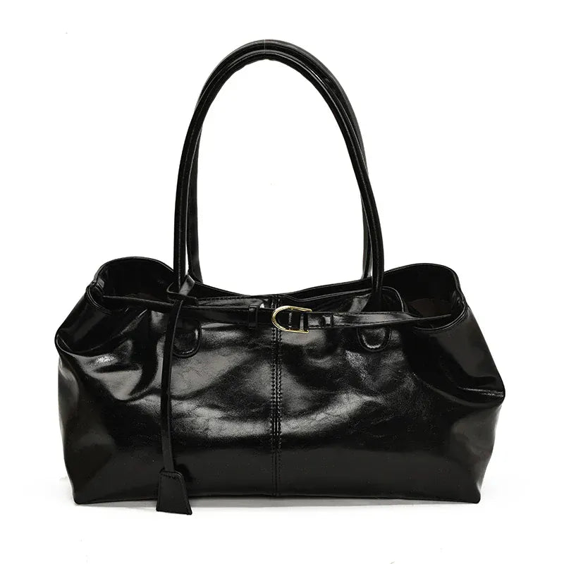 TALIA - Sac à Main de Cours en Cuir Souple Verni noir
