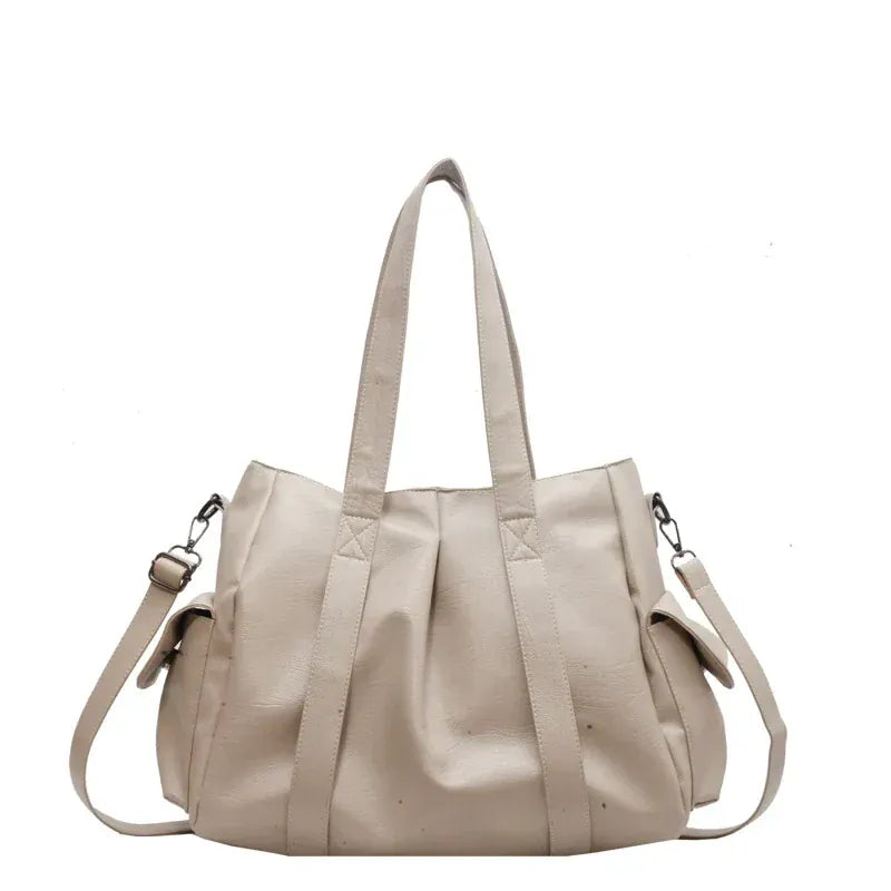 TIPHANY sac à main de cours beige  femme ample en cuir souple pour ordinateur 15 pouces