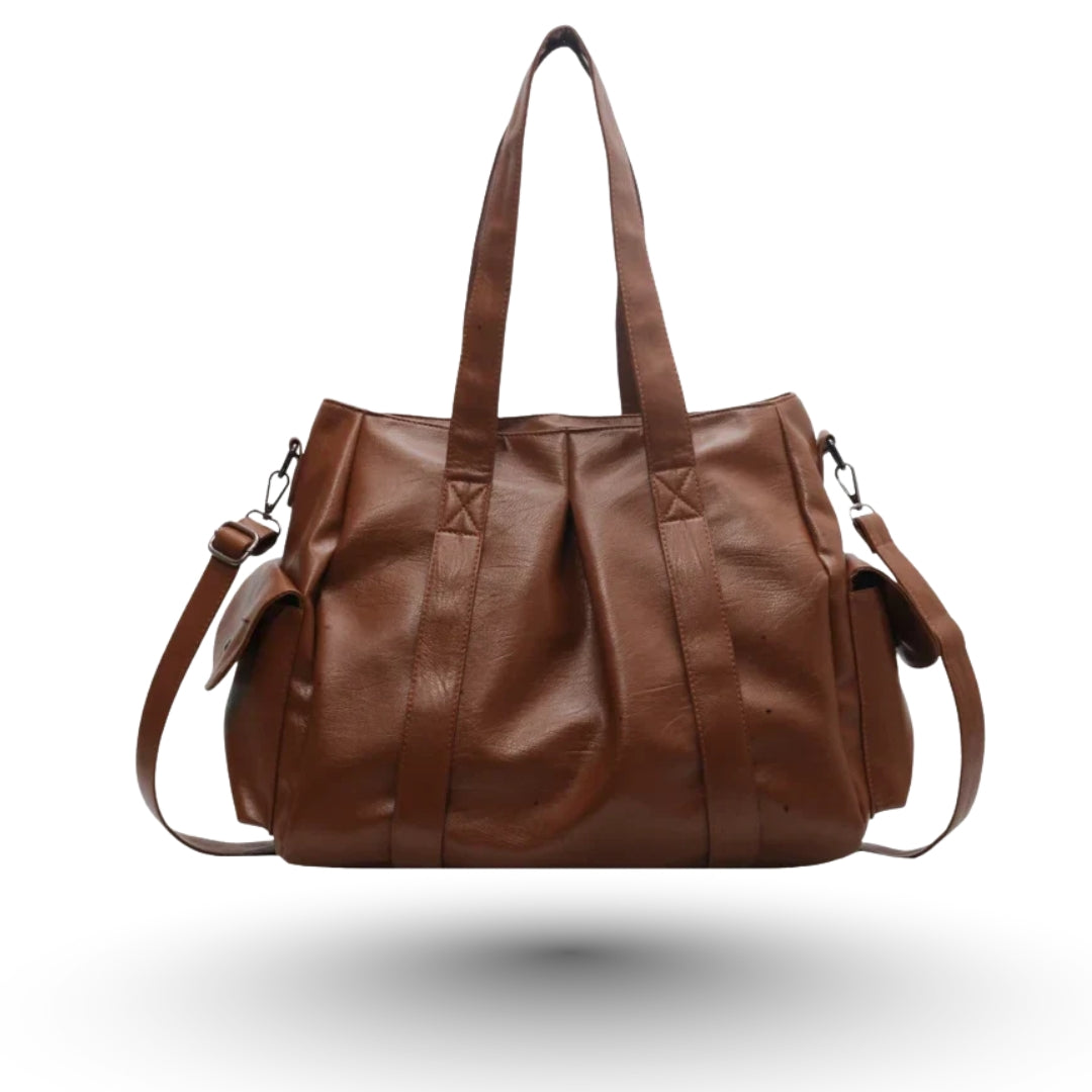 TIPHANY – Sac à main de cours ample en cuir souple marron, spacieux et raffiné.