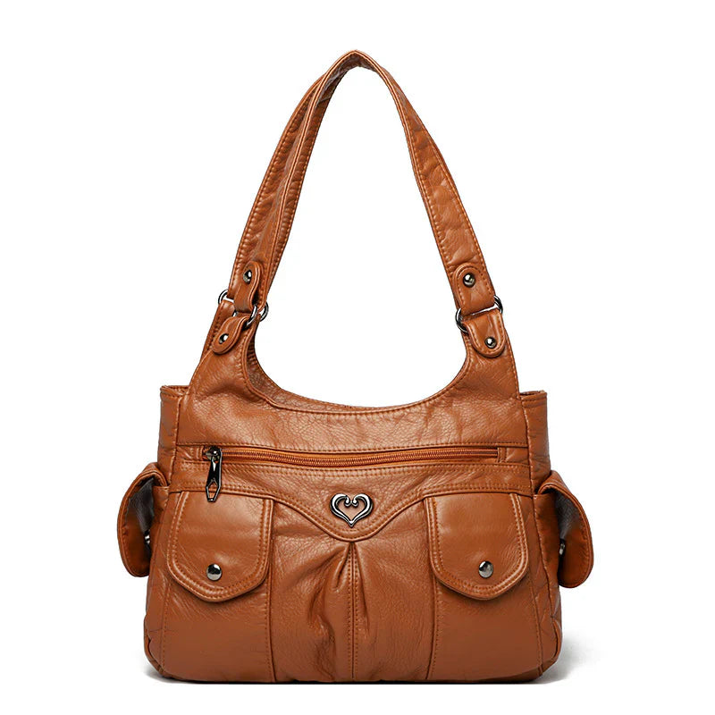 Grand sac à main femme VICTOIRE en cuir  marron vegan élégant et structuré, spacieux et organisé, parfait pour transporter ordinateur, cahiers et essentiels avec style et praticité.