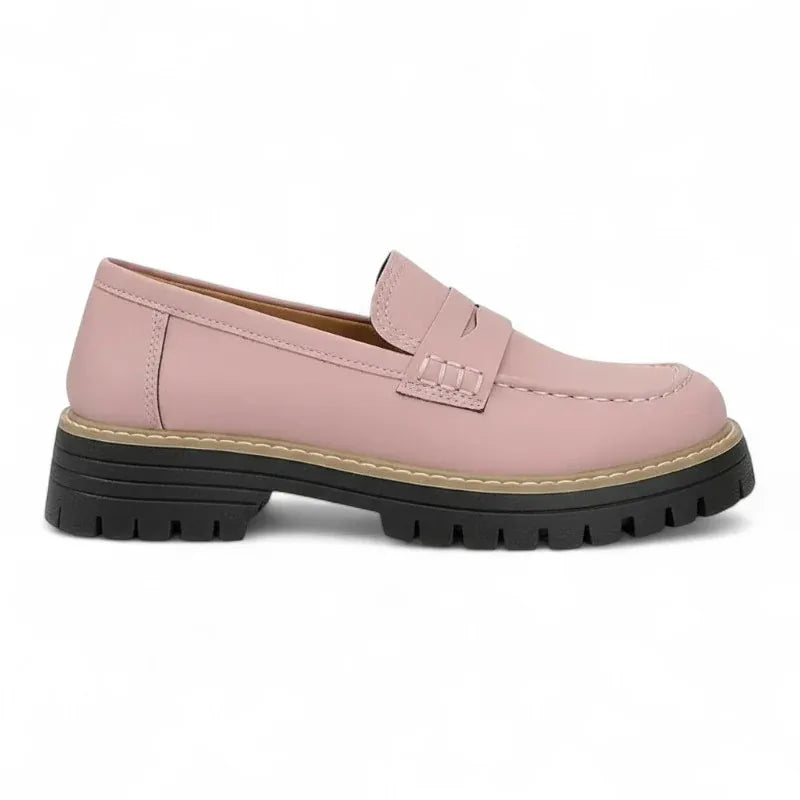 Vittoria - Mocassin Femme en Daim à Surpiqûres Contrastées Rose