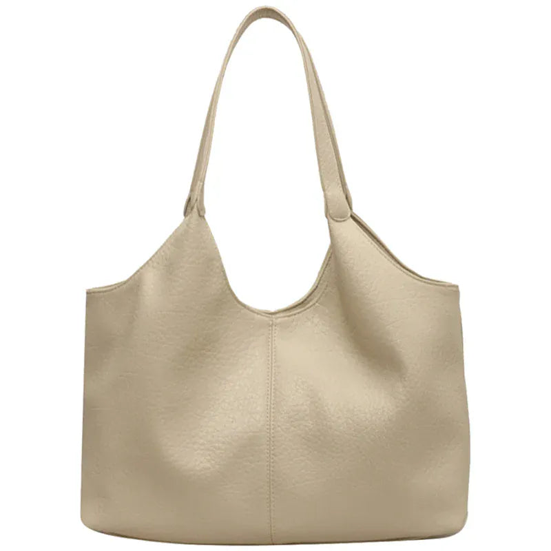 Grand sac à main vintage en cuir grainé blanc Vya, spacieux et authentique pour femme élégante au quotidien